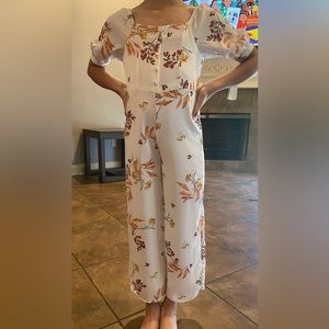 GB Girls White Multi Floral Jumpsuit